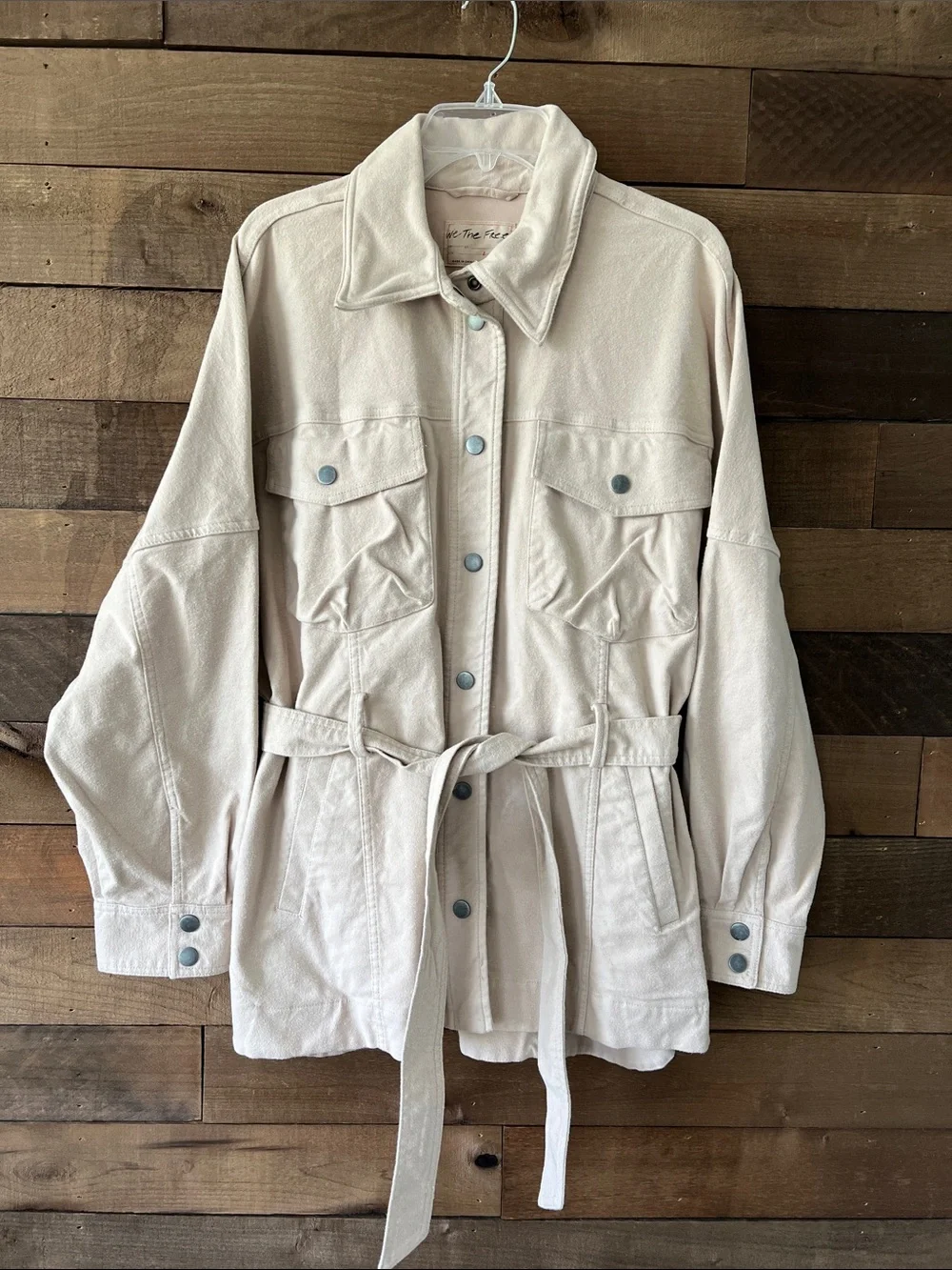 NWOT Free People We The Free Women's Clyde Mineral Shirt Jacket Cream Size Large